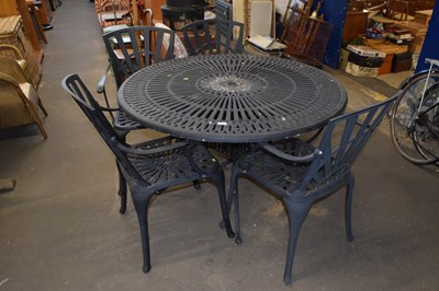 Lot 848 - Cast aluminium garden table and four chairs