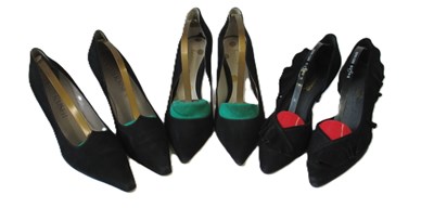 Lot 166 - Three pairs of black suede courts, to include...