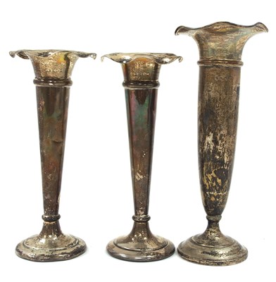 Lot 151 - Mixed Lot: A pair of Edwardian silver trumpet...
