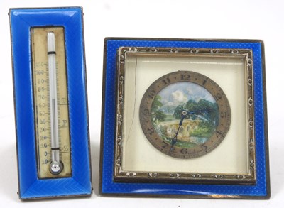 Lot 164 - Mixed Lot: An Art Deco silver and blue enamel...