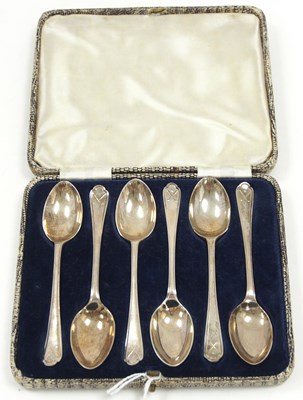 Lot 78 - A cased set of six George V silver teaspoons...