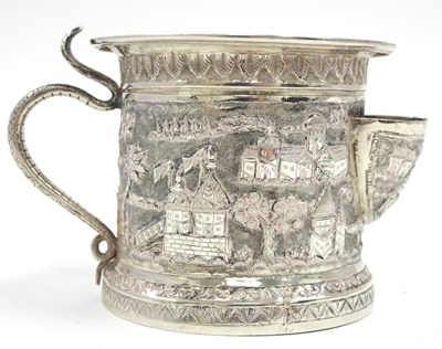 Lot 119 - An unusual Indian white metal shaving mug...