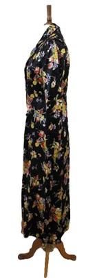 Lot 18 - A mid 20th century patterned black satin...
