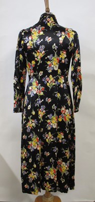 Lot 18 - A mid 20th century patterned black satin...