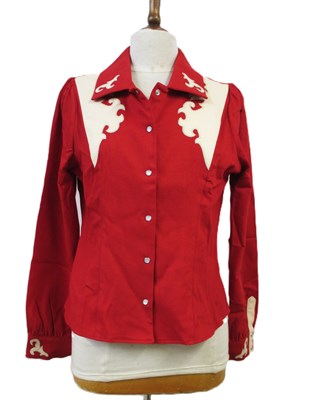 Lot 81 - A Collectif red and cream fitted western shirt,...