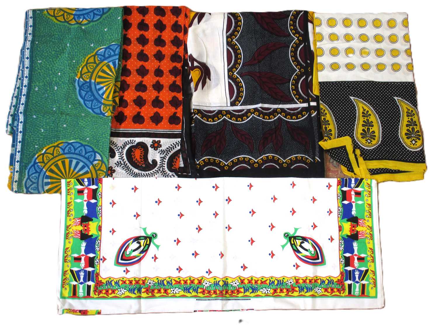 Lot 89 - A group of African textiles and kanga's, (5)