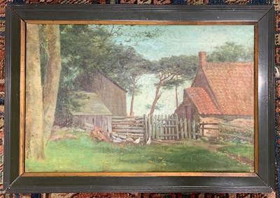 Lot 33 - 20th century, farmyard scene, oil on canvas,...