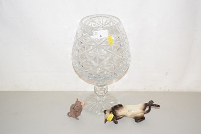Lot 4 - A vintage oversize clear brandy glass vase...