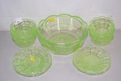 Lot 11 - A group of Uranium glass bowls and side plates
