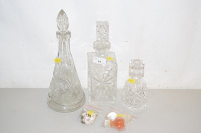 Lot 14 - Mixed Lot: Three various decanters, assorted...