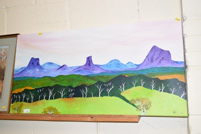 Lot 39 - A modern oil on canvas study of mountainous...
