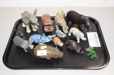 Lot 60 - A tray of various model elephants and hippos