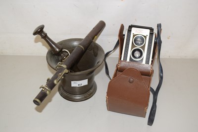 Lot 62 - Vintage Kodak camera, a pestle and mortar and...