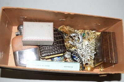 Lot 122 - A small hip flask, travel clock and assorted...