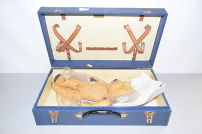 Lot 167 - A vintage teddy bear and a picnic hamper