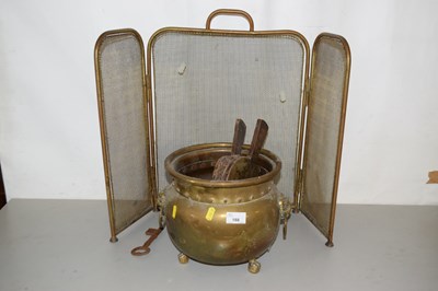 Lot 188 - A spark guard and a brass jardiniere and...