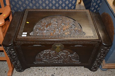 Lot 254 - 20th Century Oriental camphor wood chest with...
