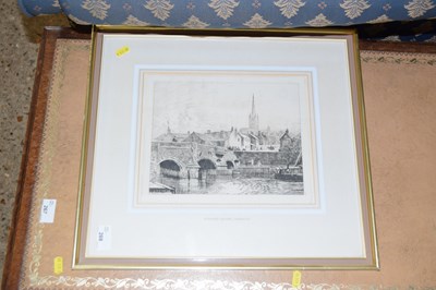 Lot 268 - A monochrome print of Bishops Bridge, Norwich