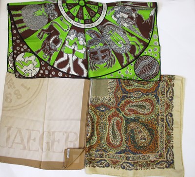 Lot 187 - A Liberty silk scarf, a Jaeger silk scarf and...
