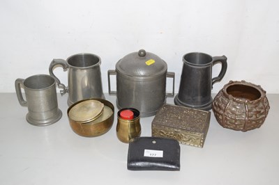 Lot 177 - Mixed Lot: Pewter tankards and other items