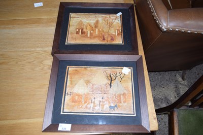 Lot 336 - A pair of African straw work pictures