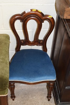 Lot 356 - A child's mahogany framed chair with blue...