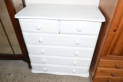 Lot 364 - A white painted pine six drawer chest
