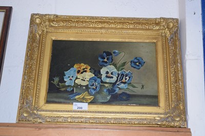Lot 200 - An oil on board study of pansies