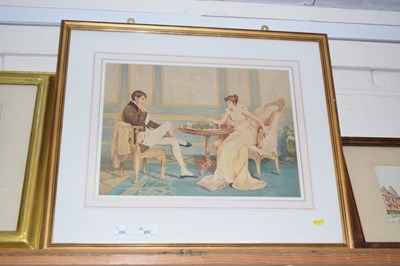 Lot 203 - A framed study of an interior scene with a...