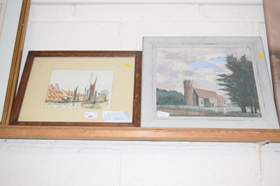 Lot 204 - An oil on board study of a Norfolk Churchyard...