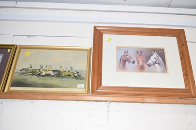 Lot 207 - A reproduction horse racing print and a...