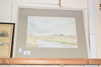 Lot 209 - A watercolour study of a river scene,...
