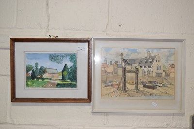 Lot 214 - Janet Beckett, study of moored boats together...