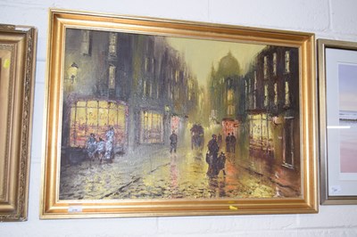 Lot 236 - John Bampfield study of a illuminated street...