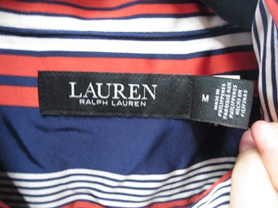 Lot 73 - Ralph Lauren: a navy, red and white striped...