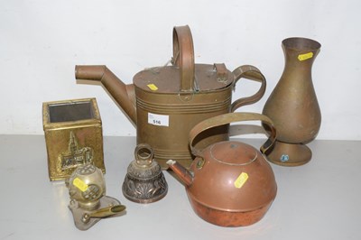 Lot 516 - Mixed Lot: Brass hot water can, copper kettle...
