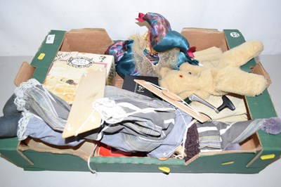 Lot 525 - A box containing a porcelain headed doll, wine...