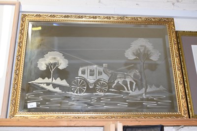 Lot 538 - A rectangular wall mirror etched with a design...