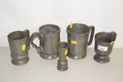 Lot 564 - Group of various pewter tankards and other items