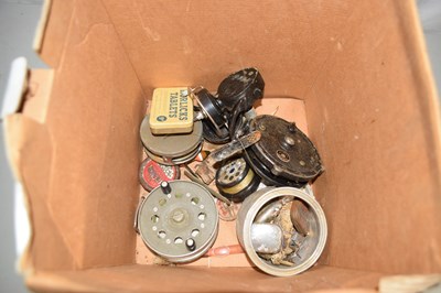 Lot 574 - A box of various vintage fishing equipment