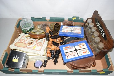 Lot 614 - Box of mixed items to include spice jars royal...