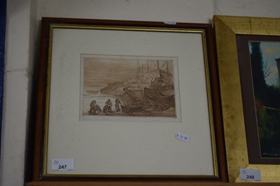 Lot 247 - 20TH CENTURY SCHOOL, STUDY OF FISHERMEN AT...