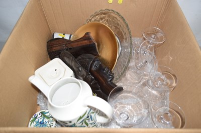 Lot 670 - One box of various glass wares, ceramics etc