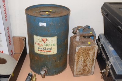 Lot 685 - A Fina green paraffin drum together with two...