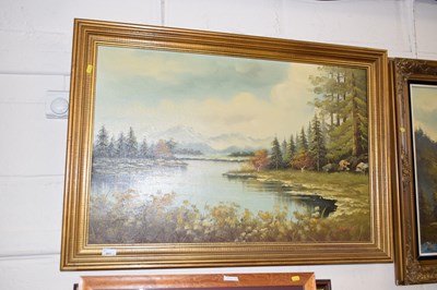 Lot 667 - Berle, study of a lake scene, oil on canvas,...