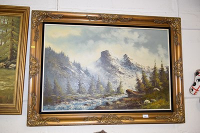 Lot 668 - Miner, study of a mountain landscape, oil on...