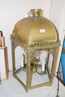 Lot 703 - A large brass lantern, lacking glass