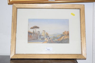 Lot 733 - A small watercolour study of figures before a...