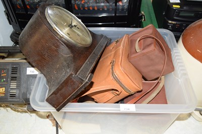 Lot 734 - A box of assorted cameras and an oak cased...