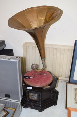 Lot 738 - An HMV gramophone with brass horn